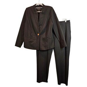 Eloquii Womens 14 Black Blazer Pant Suit Set Career Formal Office Stretch Fitted